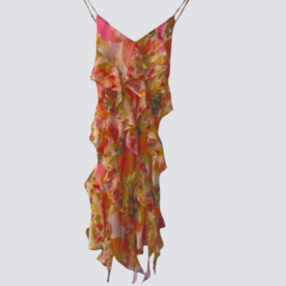 Misa Claudia Dress in golden Poppy  mix chiffon XS NWT